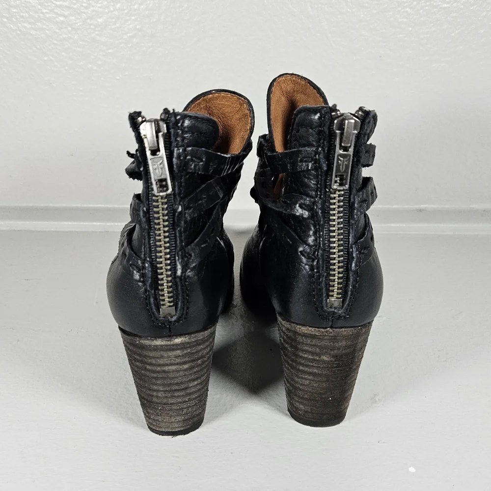 Frye Naomi Pickstitch Black Leather Ankle boots Size 7